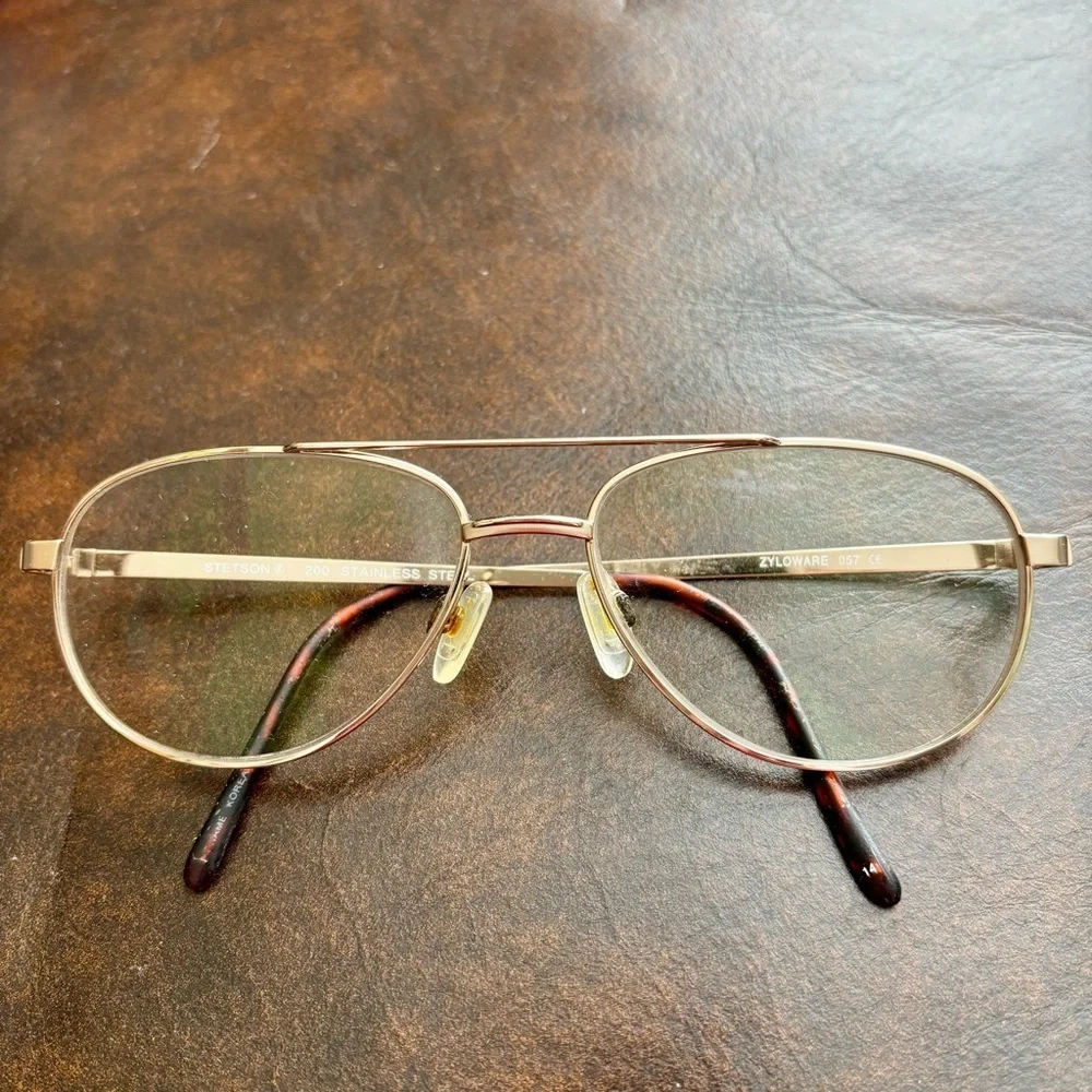 Stetson Zyloware 057 Stainless Steel Gold Aviator UnisexGlasses Frame Only 55-16 - Picture 10 of 12